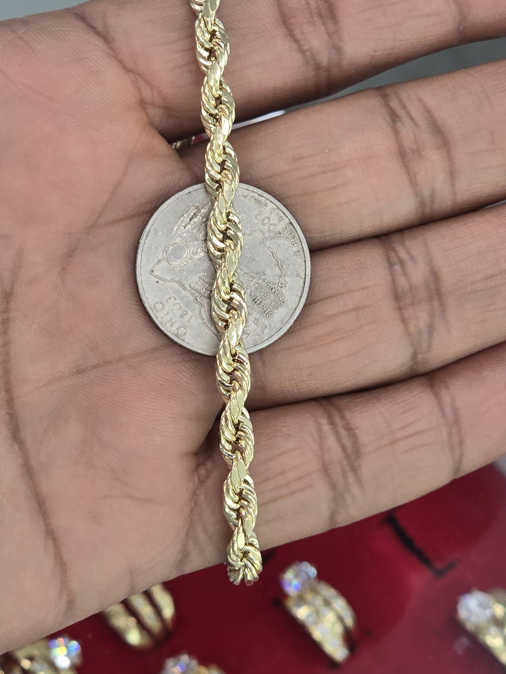 10k Real Gold Rope Chain 5mm 8 Inches - Picture 7 of 9